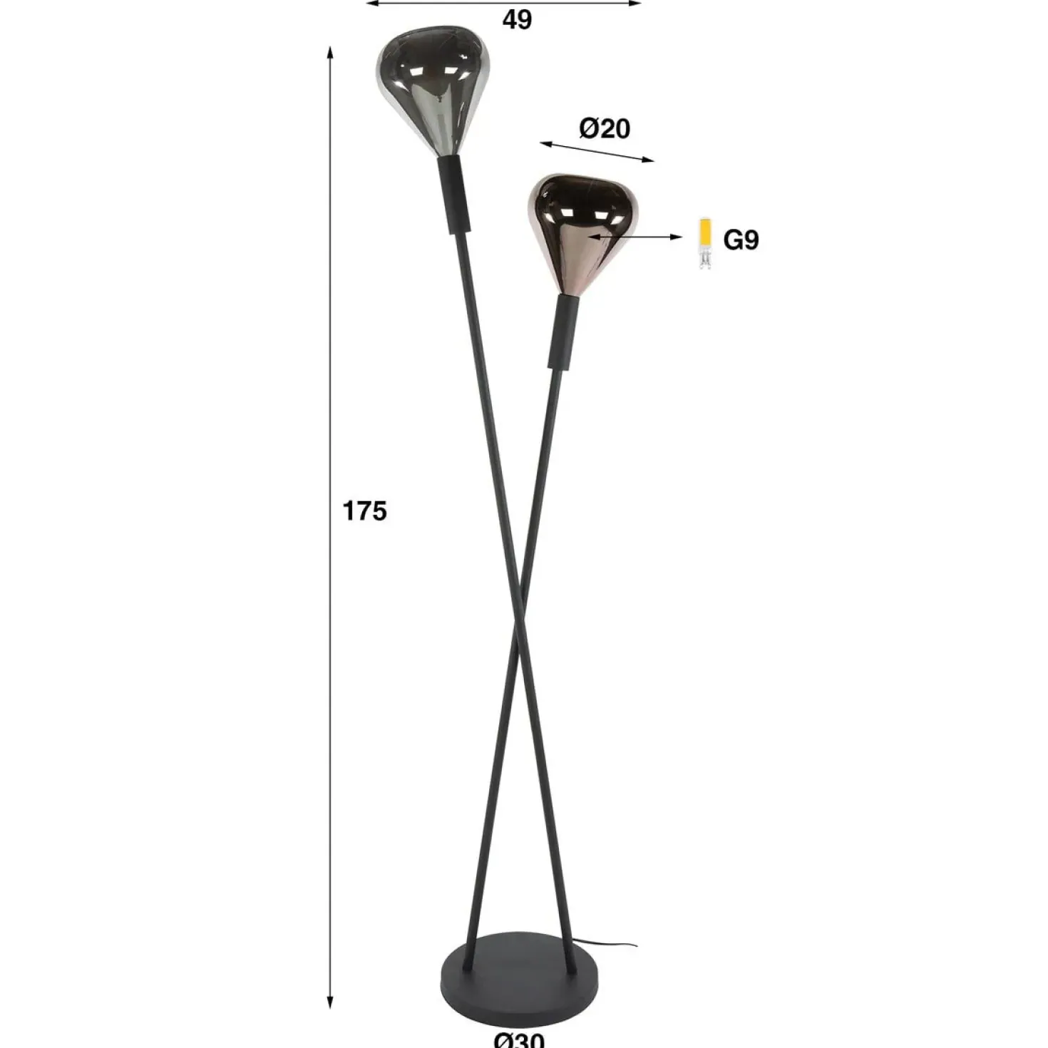 Corrado 2-lichts Vloerlamp Meerkleurig