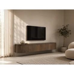 Cortez Zwevend Tv meubel rond walnoot 180cm