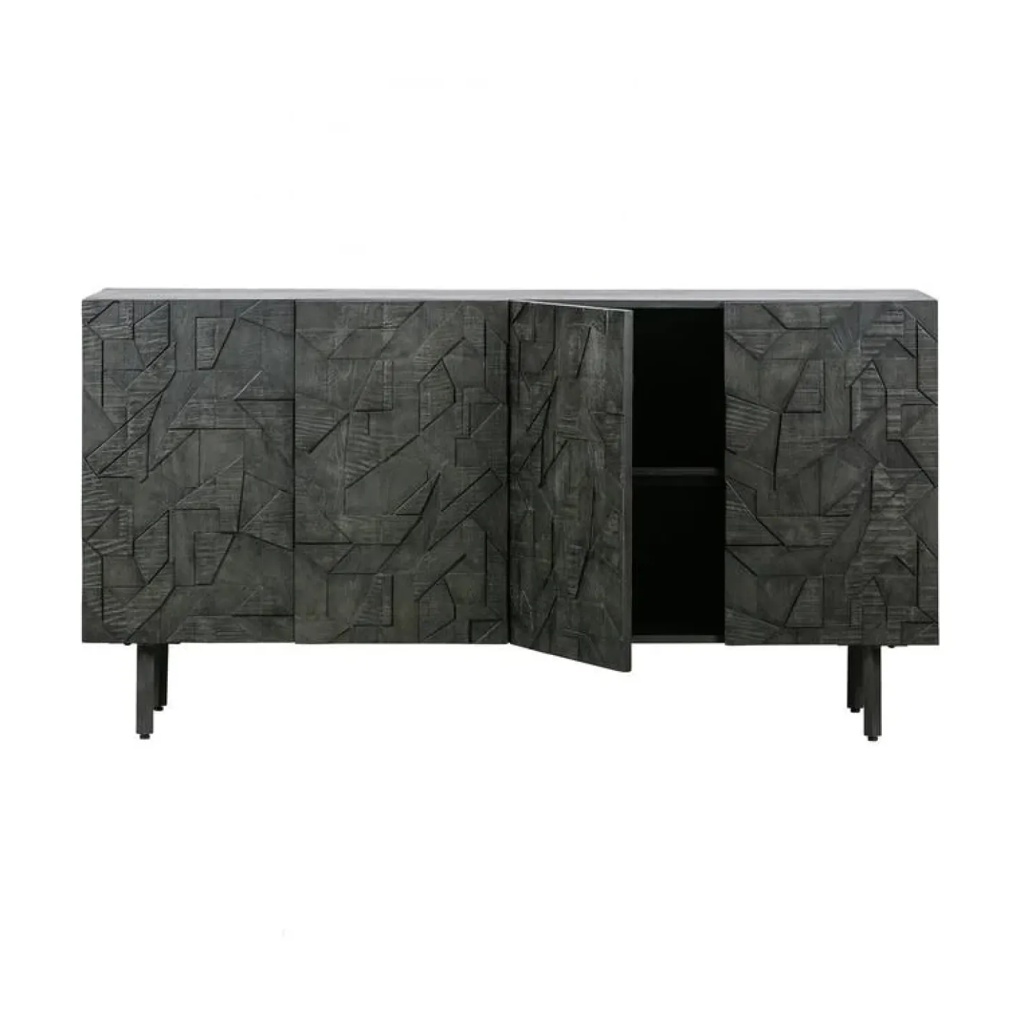 Counter Dressoir hout/metaal zwart 160cm