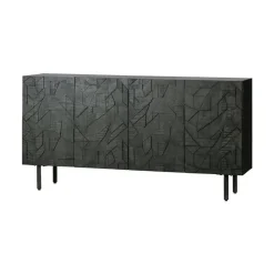 Counter Dressoir hout/metaal zwart 160cm