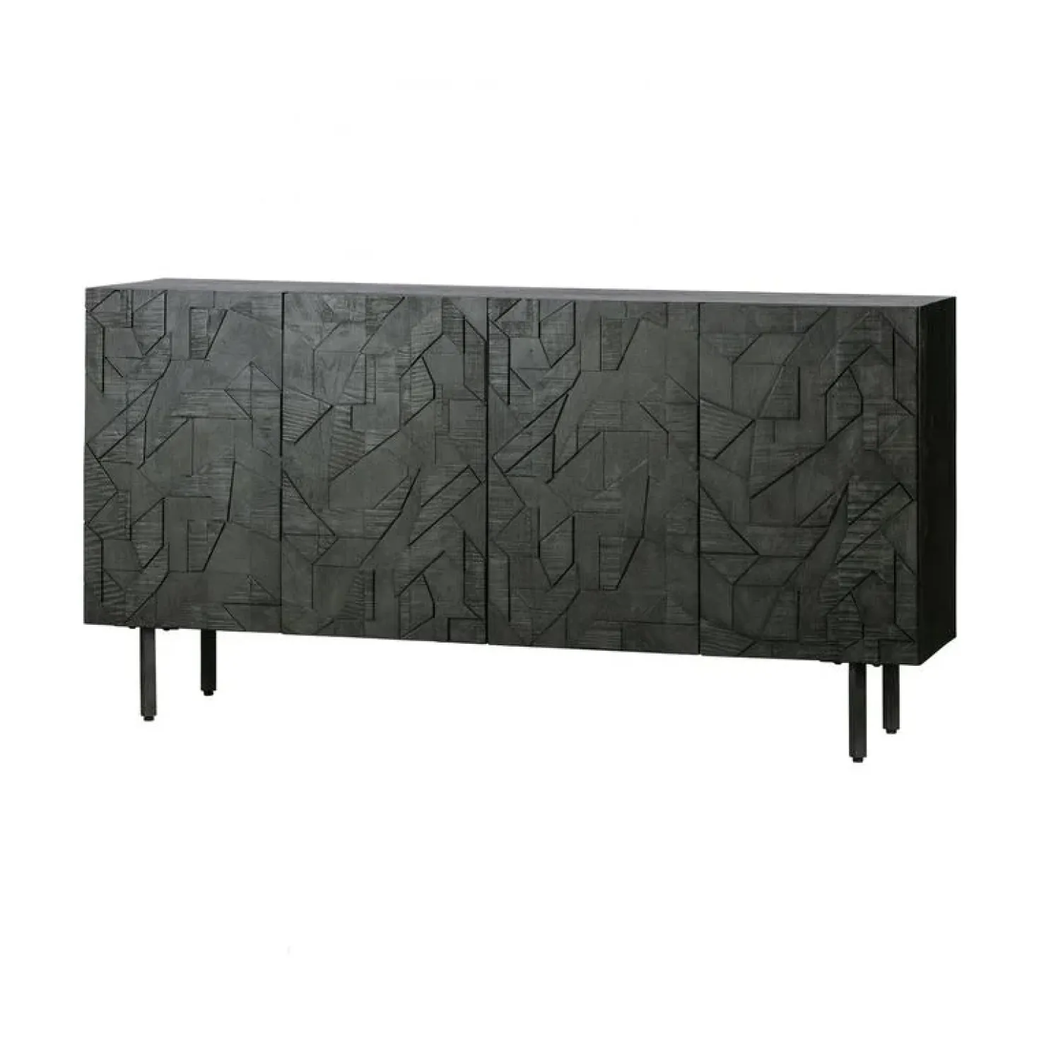 Counter Dressoir hout/metaal zwart 160cm