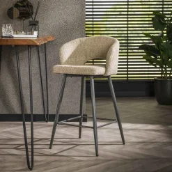Cozy Barstoel Boucle Zand