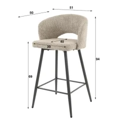 Cozy Barstoel Boucle Zand