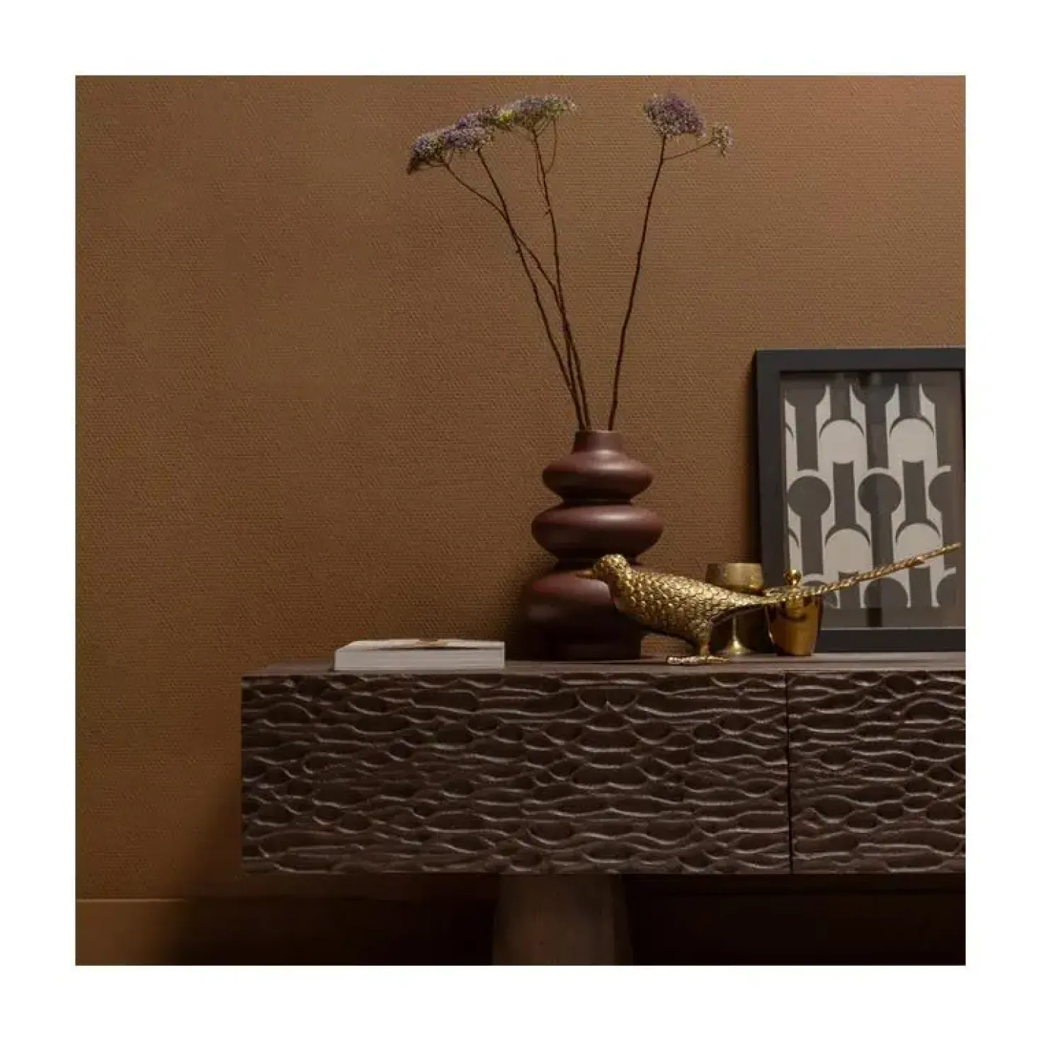 Crumble Carved Tv-meubel mangohout donkerbruin 180cm