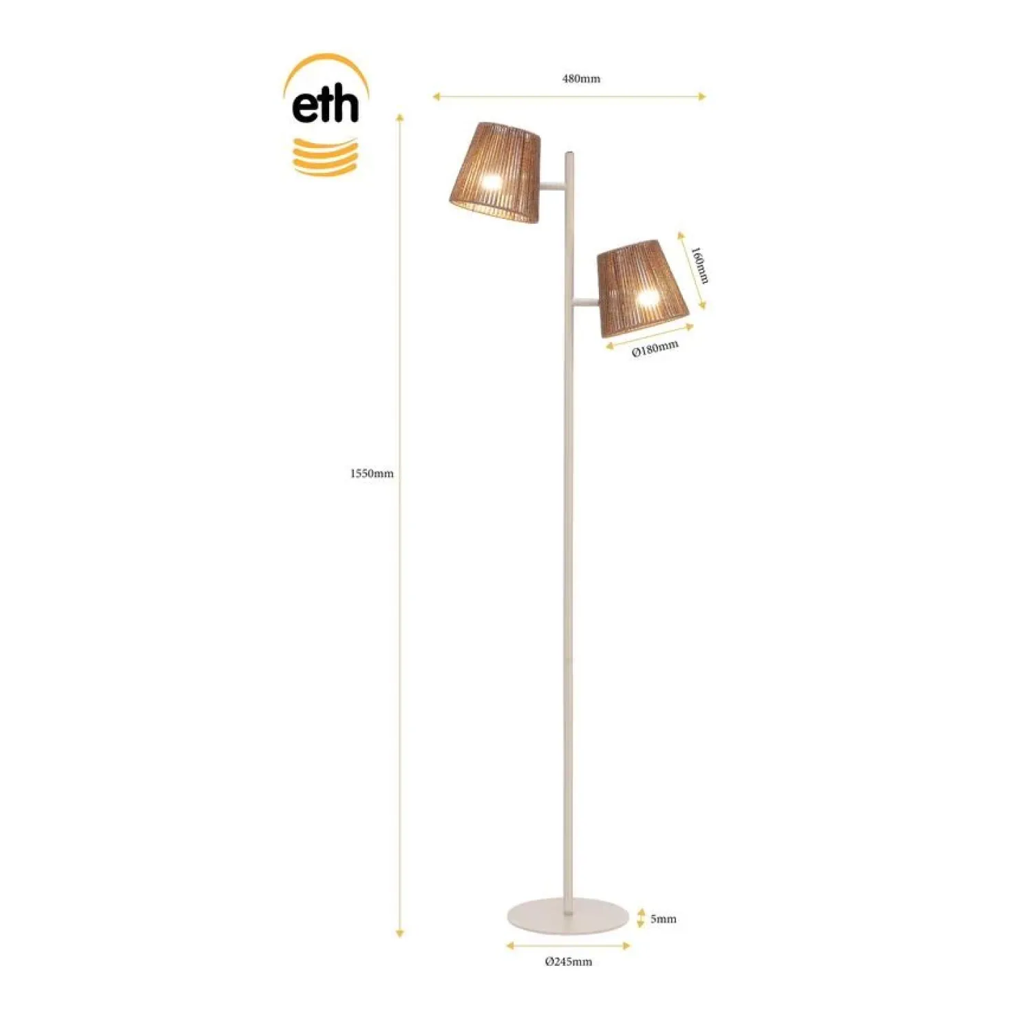 Daan 2-lichts Vloerlamp Zand