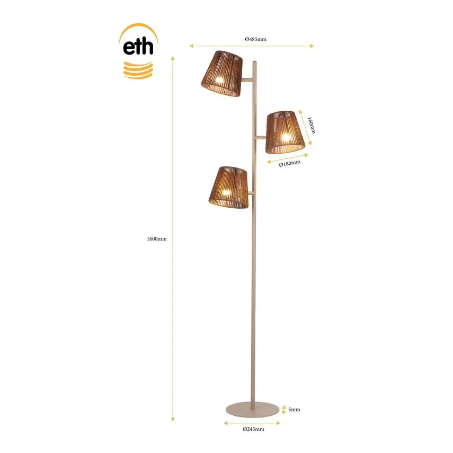 Daan 3-lichts Vloerlamp Zand