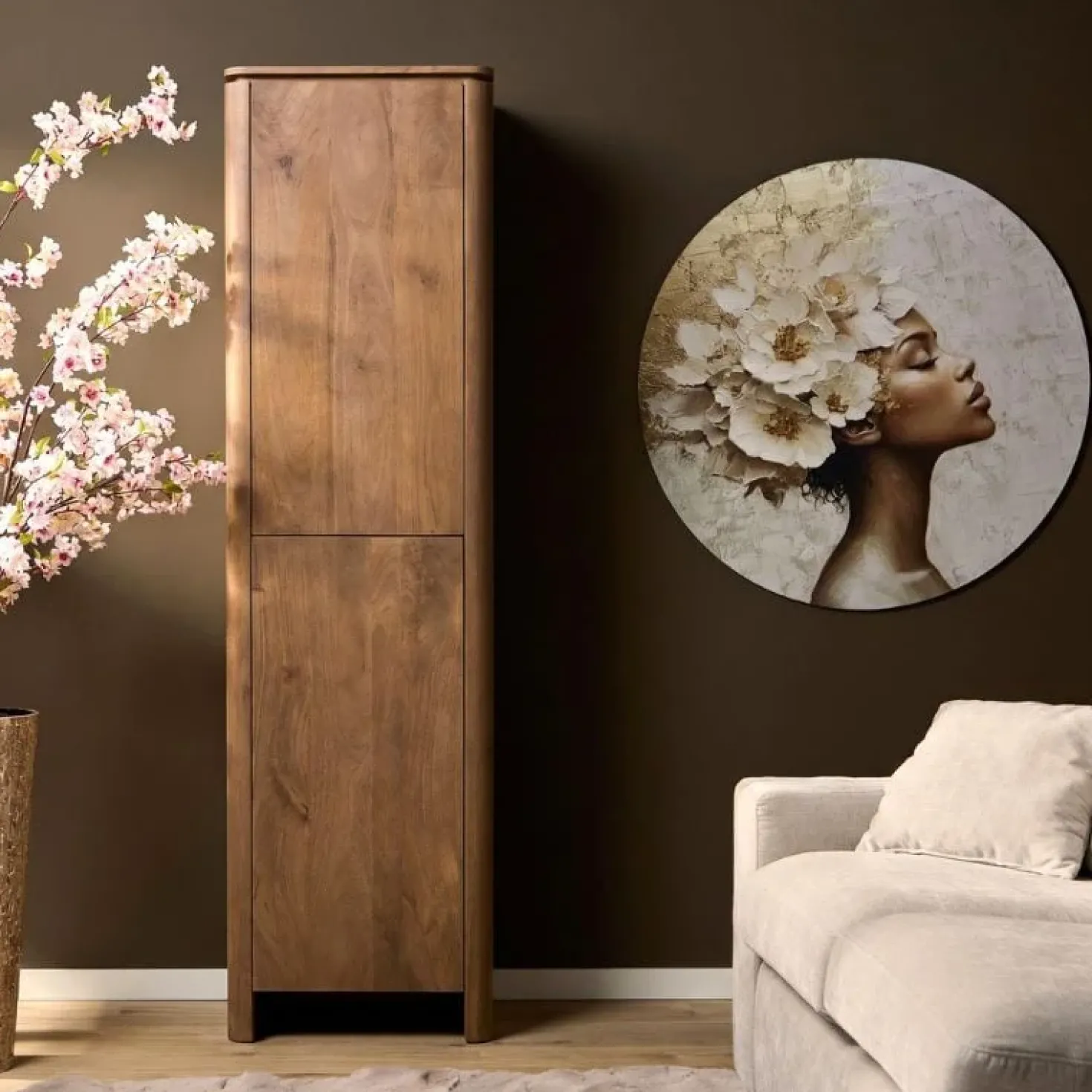 Dallas Wandkast Naturel Mangohout 55cm