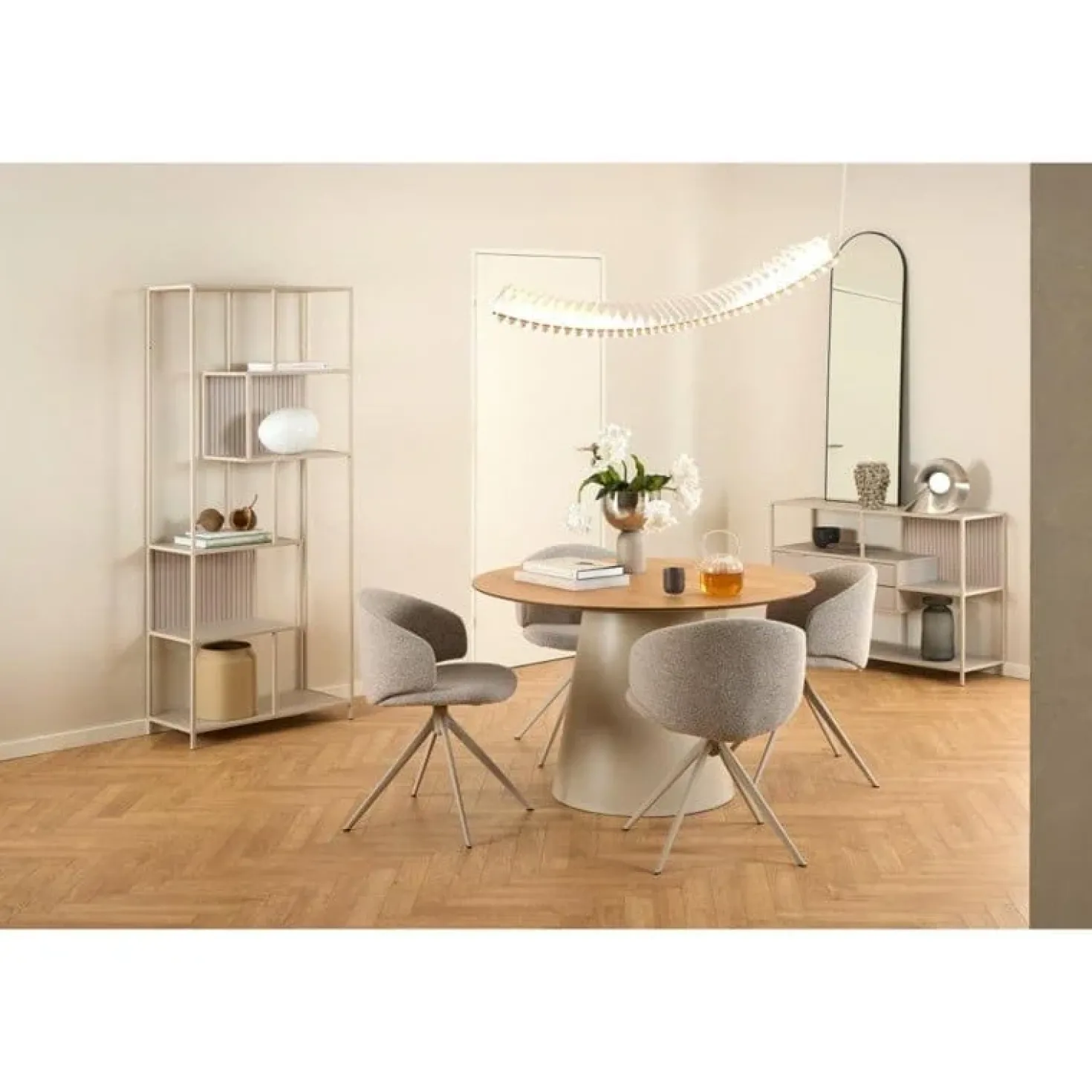 Dalvik Eettafel Rond Naturel met Zand poot 120cm