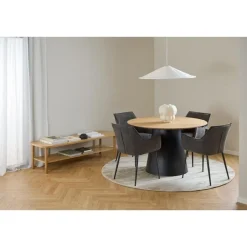 Dalvik Eettafel Rond Naturel met Zwarte poot 120cm