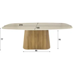 Danique Eettafel deens ovaal Travertine 215cm