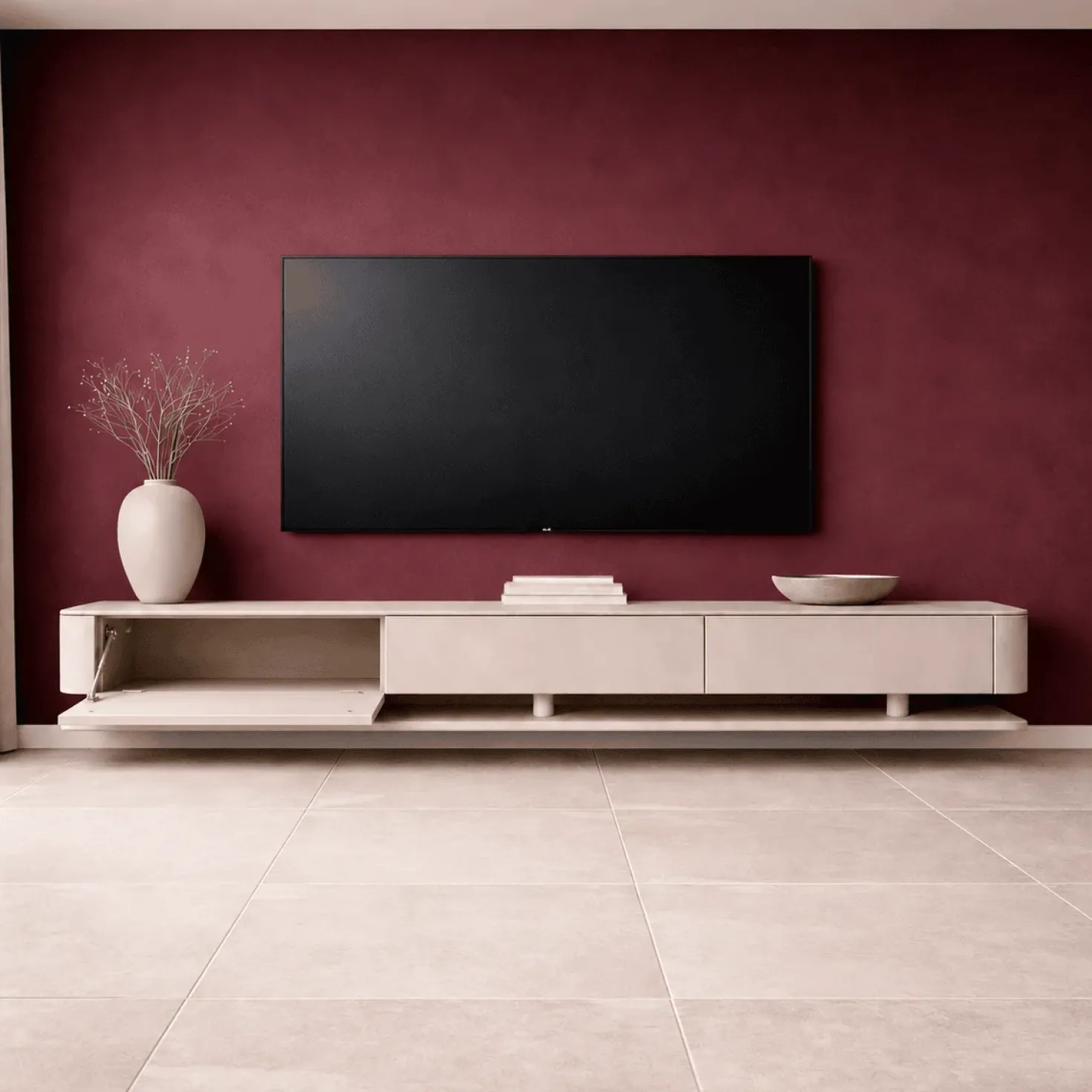 Dani Zwevend Tv meubel beige 230cm