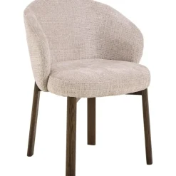 Darlene Eetkamerstoel Beige Bruine houten poten