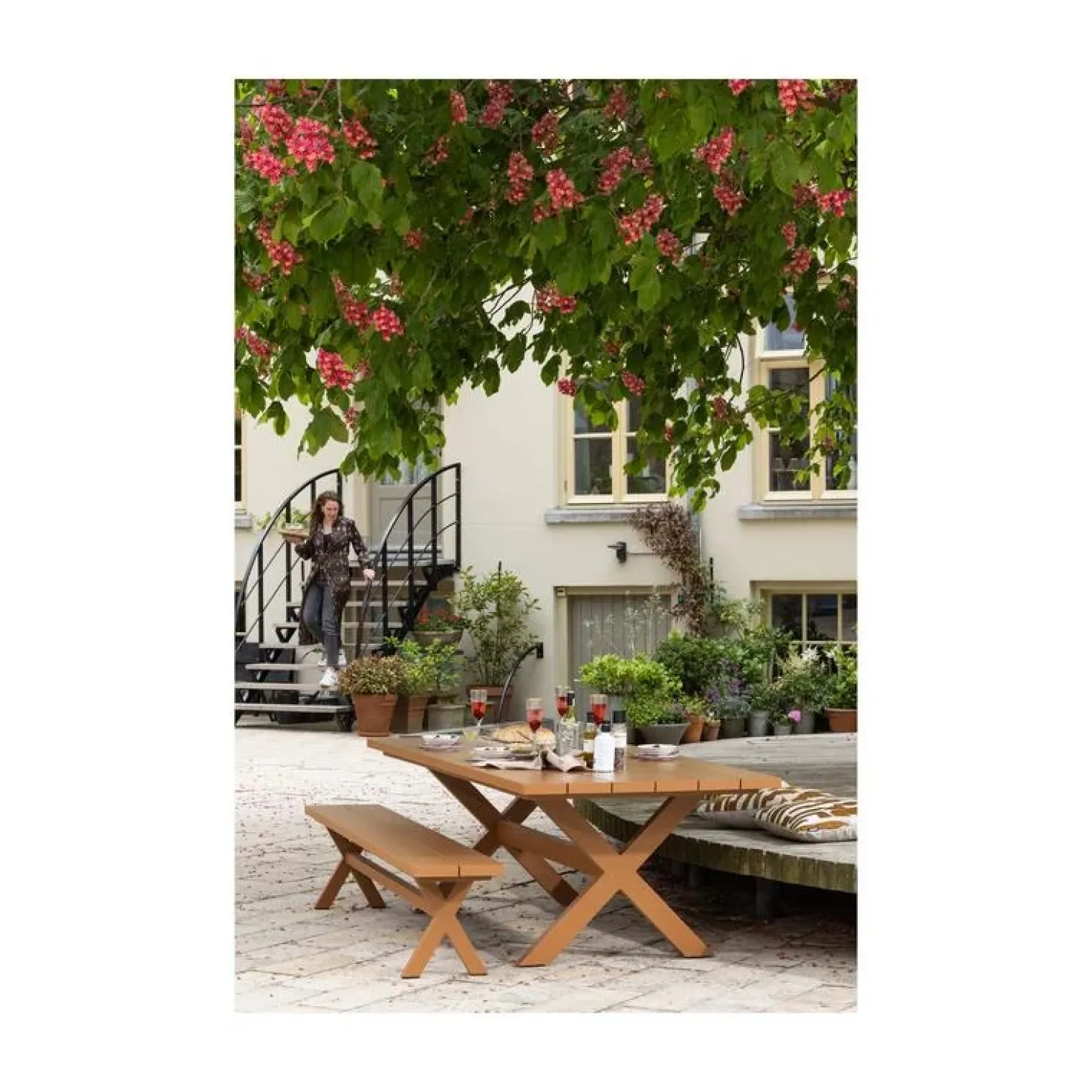 Delta Picknick tuintafel aluminium terracotta 220cm