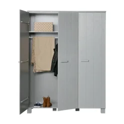 Dennis 3-deurs Kledingkast grenen grijs 158cm