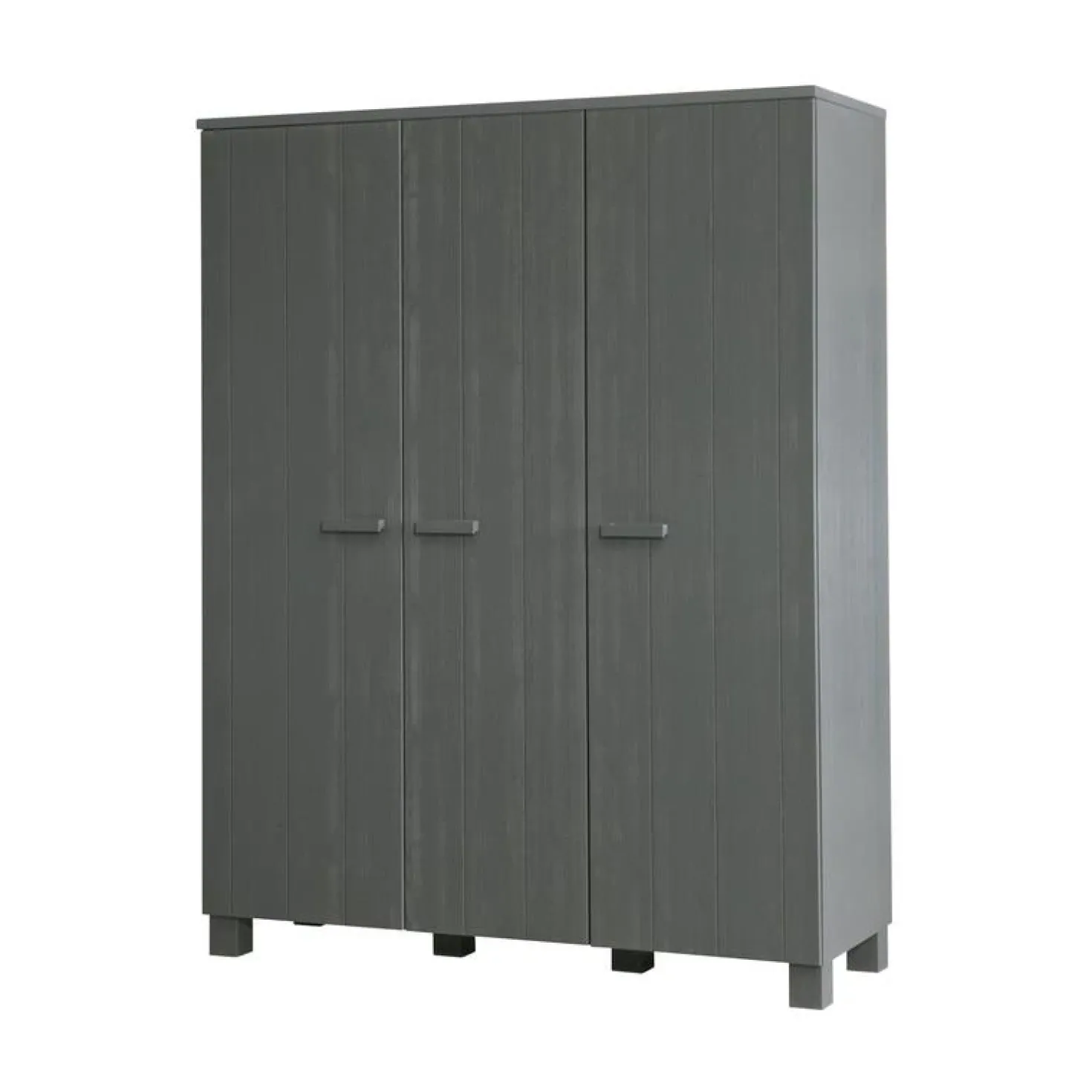 Dennis 3-deurs Kledingkast grenen grijs steel 158cm