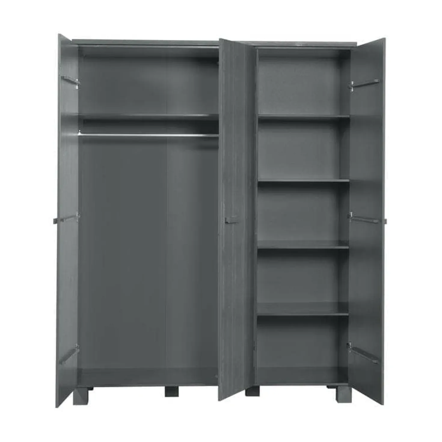 Dennis 3-deurs Kledingkast grenen grijs steel 158cm