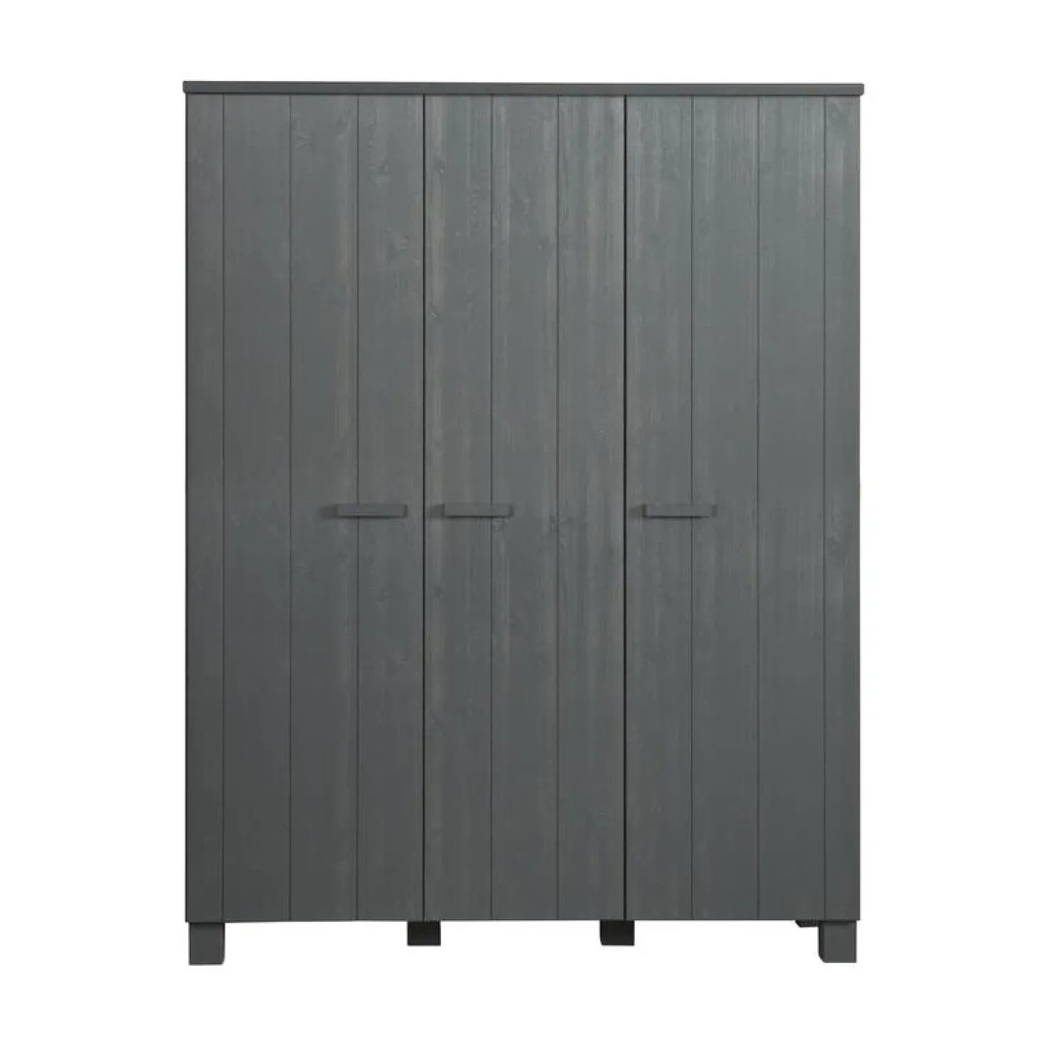 Dennis 3-deurs Kledingkast grenen grijs steel 158cm