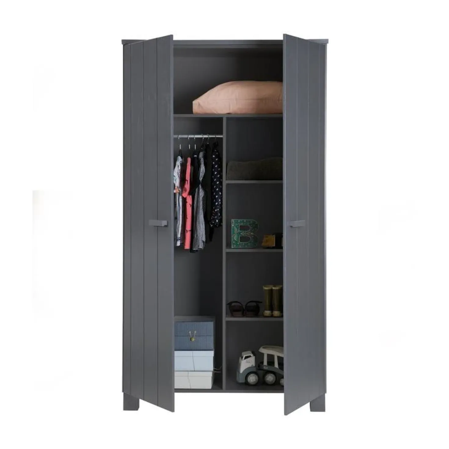 Dennis Kledingkast grenen grijs steel 111cm