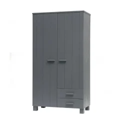 Dennis Kledingkast met laden grenen grijs steel 111cm