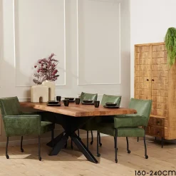 Devi eettafel boomstam mangohout 240cm