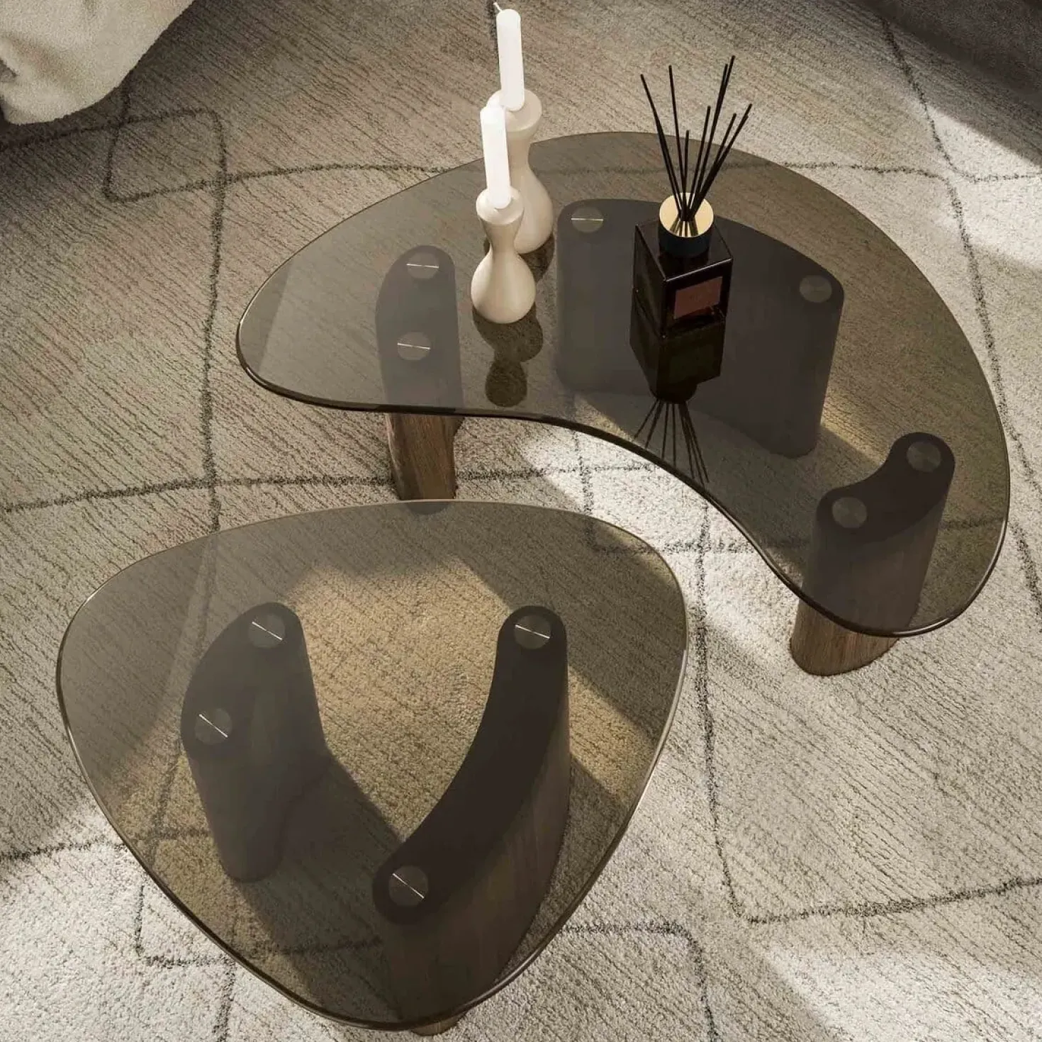 Dominick Salontafel set van 2 organisch Brons glas
