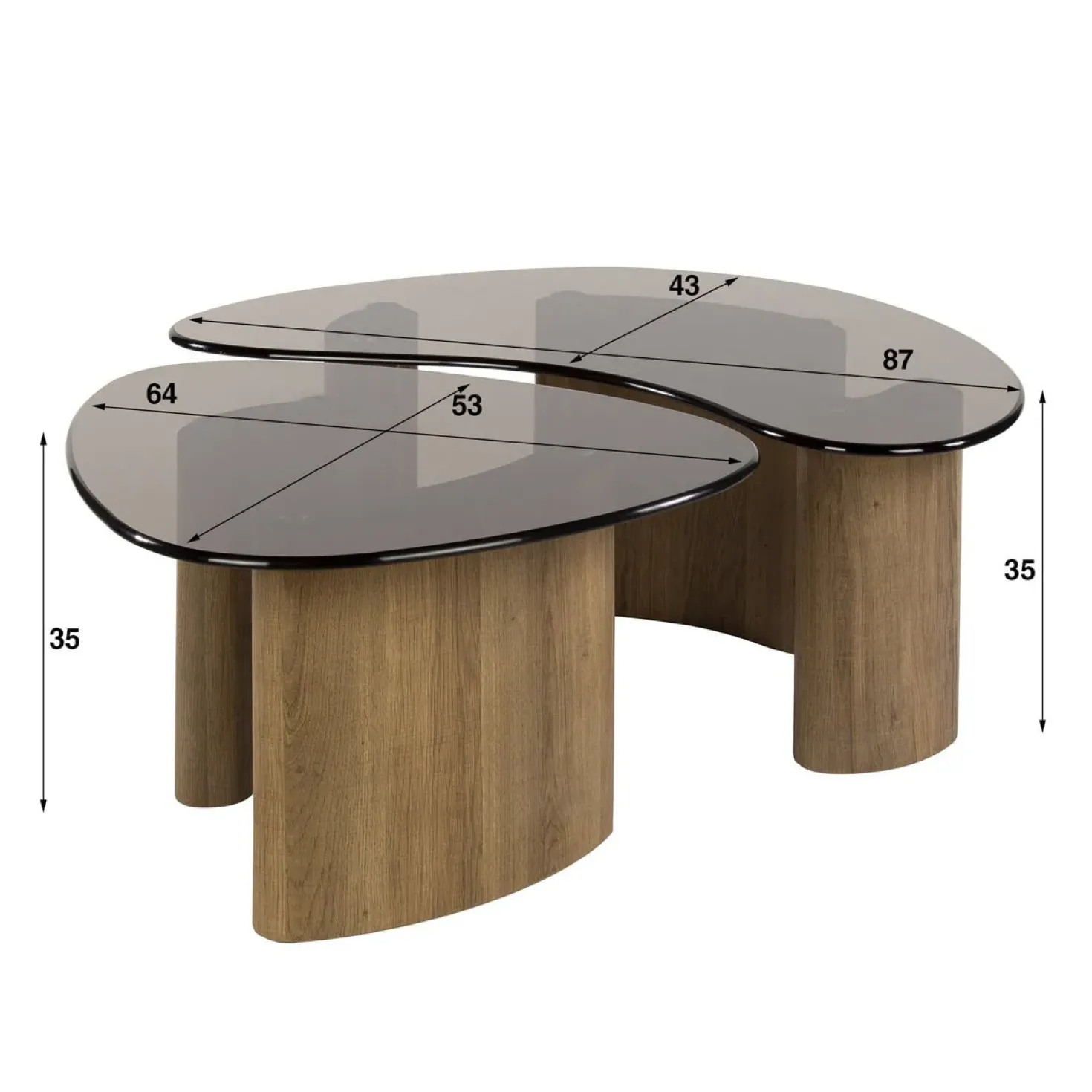 Dominick Salontafel set van 2 organisch Brons glas