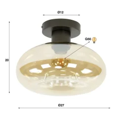 Doris 1-lichts Plafondlamp Amber glas