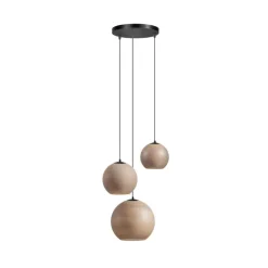 Draco 3-lichts Hanglamp taupe/grijs glas