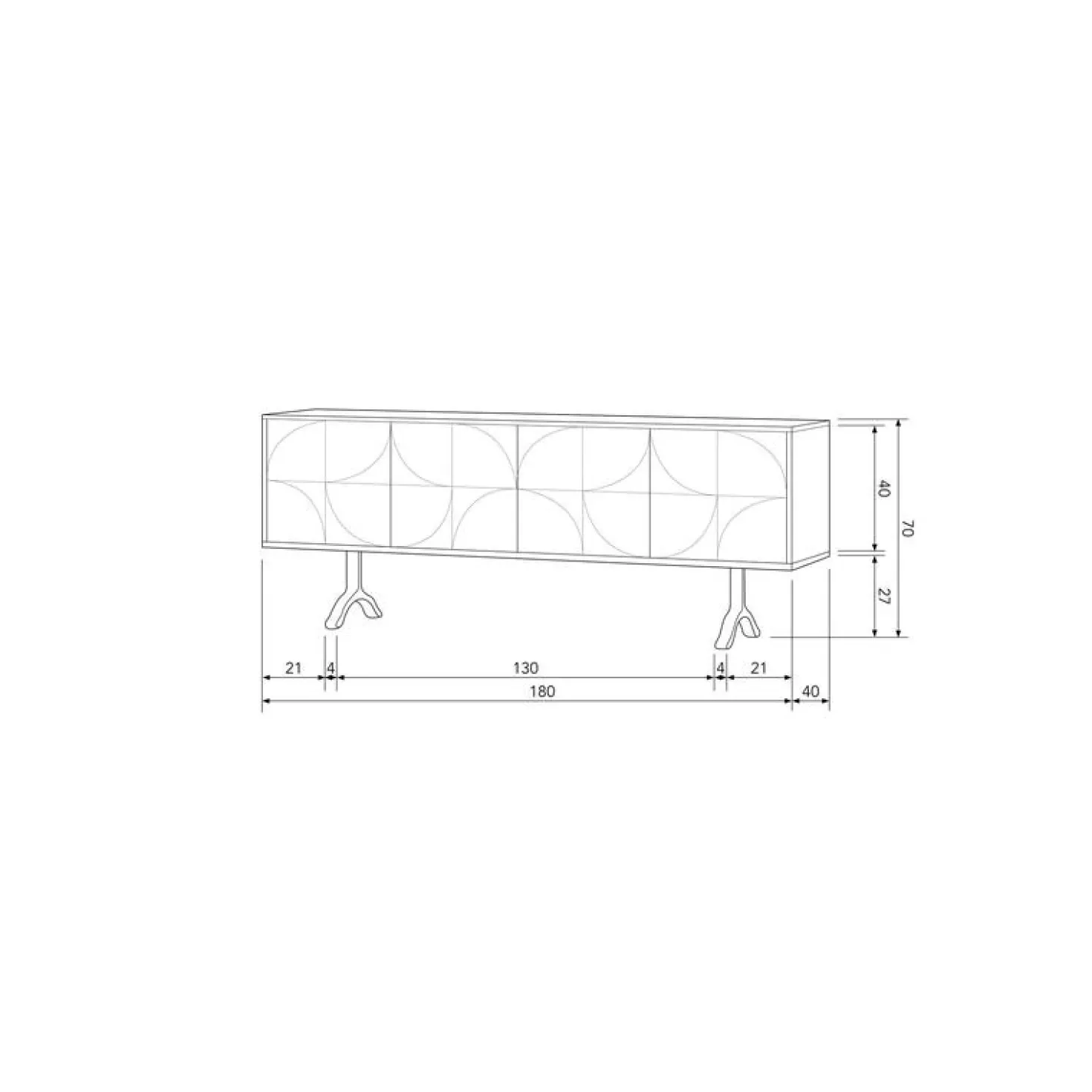 Draw Dressoir mangohout walnoot 180cm