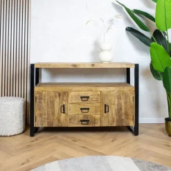 Dressoir mangohout Britt industrieel - 135cm