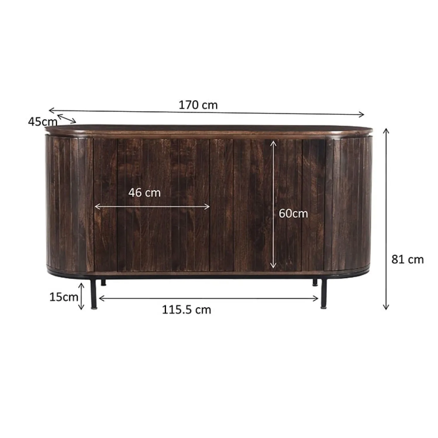 Dressoir mangohout Noor walnoot - 180cm