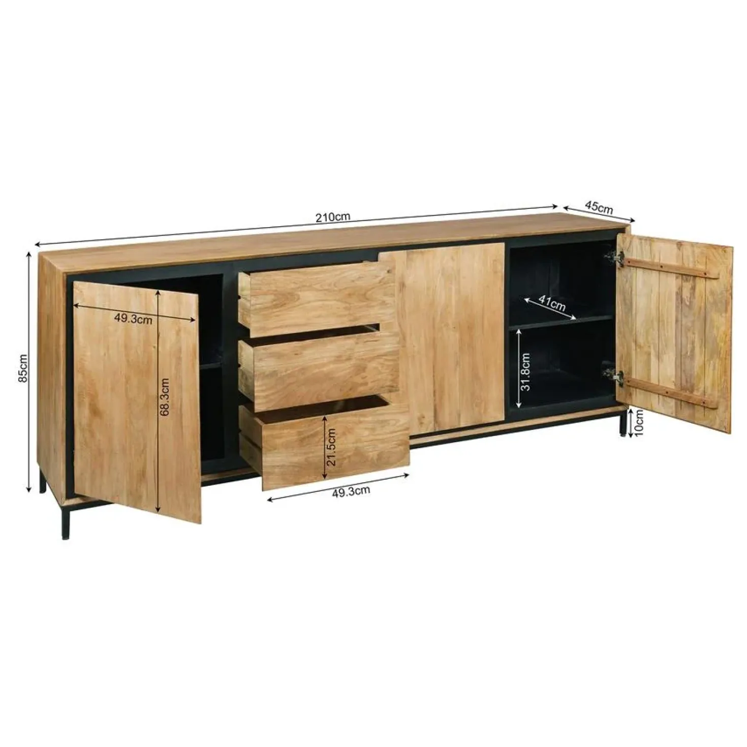 Dressoir mangohout Sindacco - 210cm