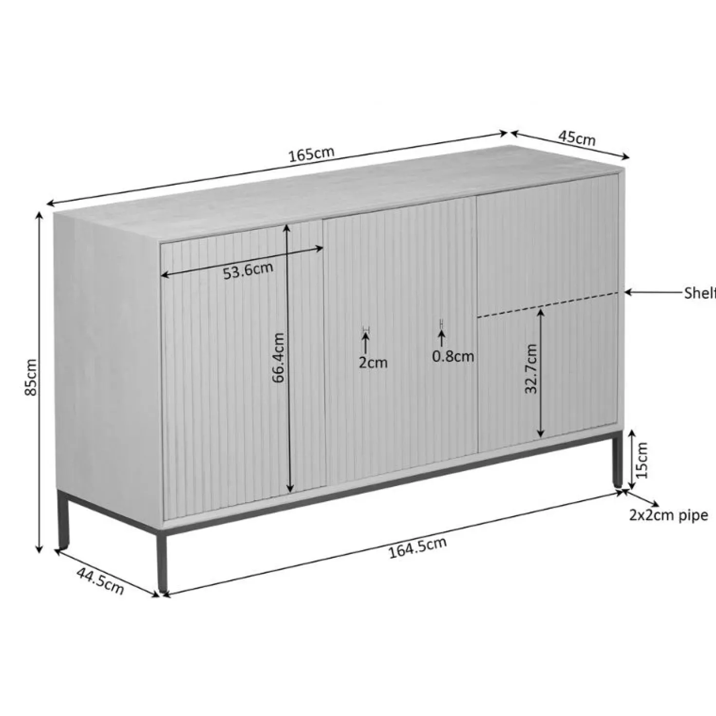 Dressoir Martin Walnoot 165cm
