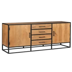Dressoir Morada Warm mangohout industrieel - 210cm