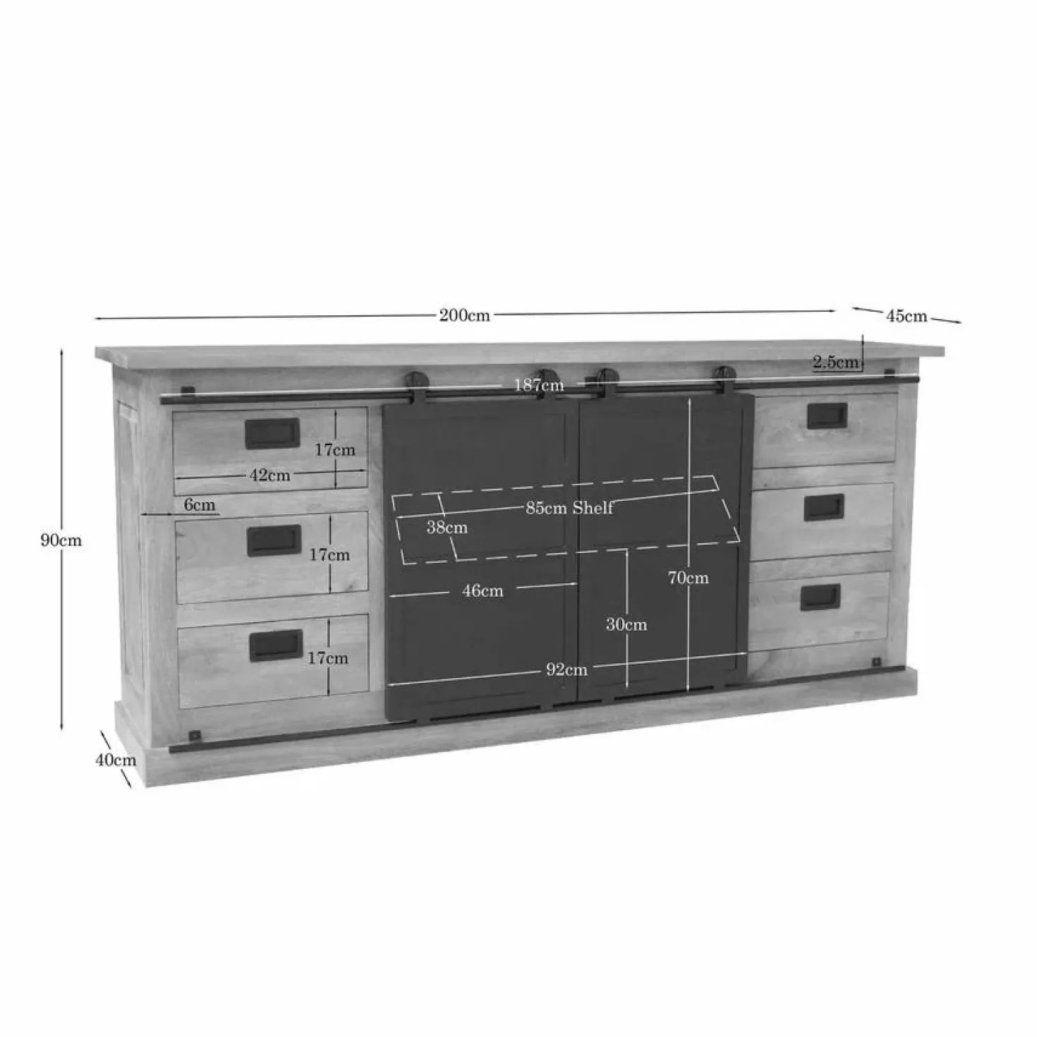 Dressoir Trenso Mangohout 200 cm
