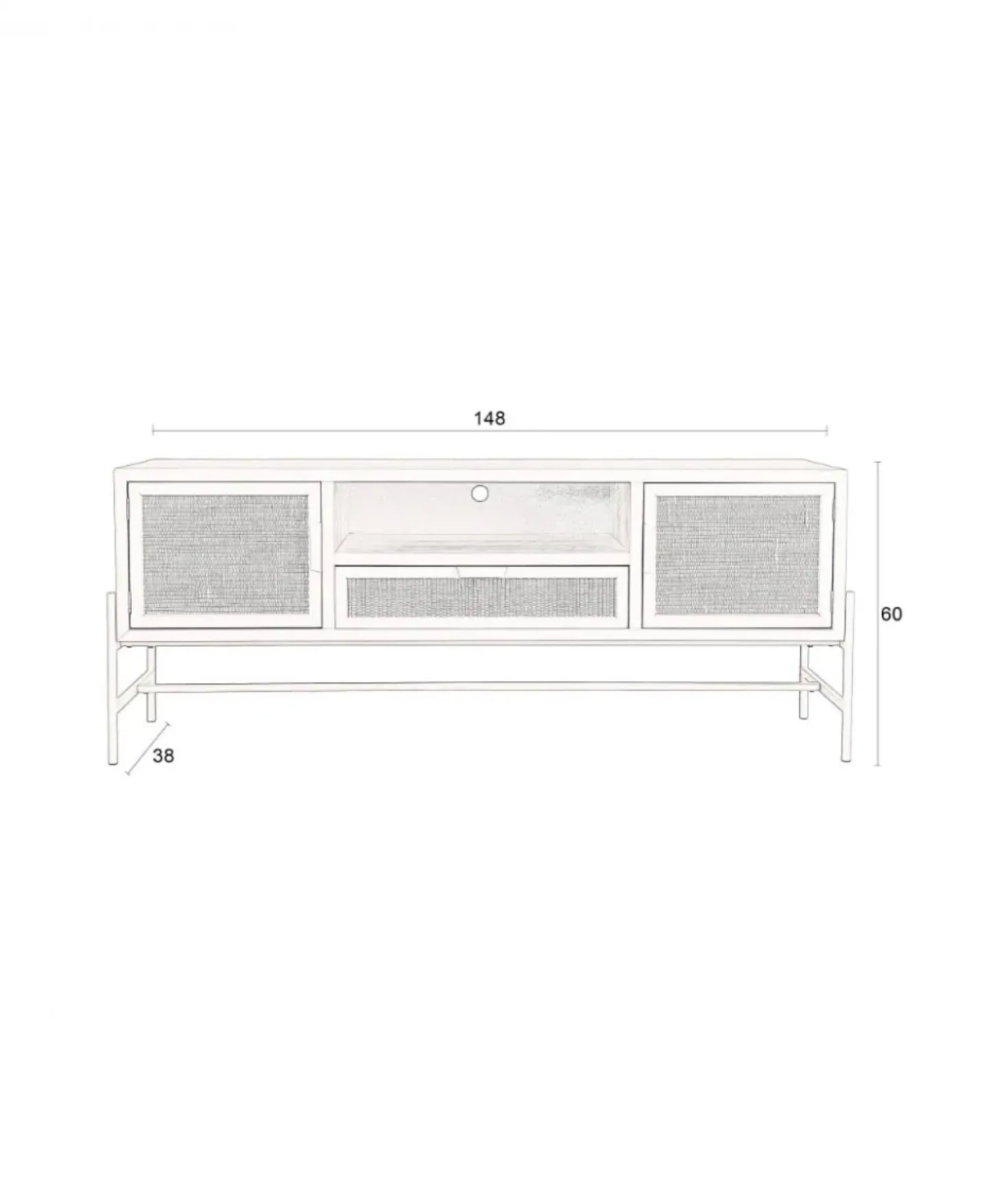 Dressoir Yasu Rotan Beige 148cm