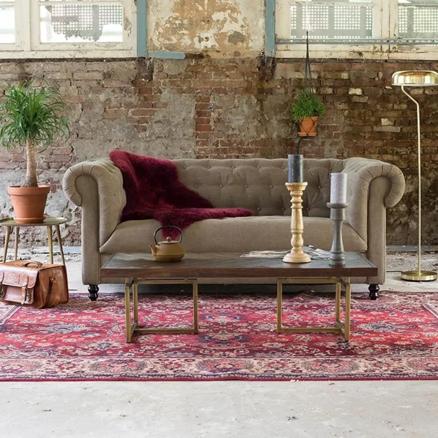 Dutchbone Bid Vloerkleed Oud Rood 170x240cm