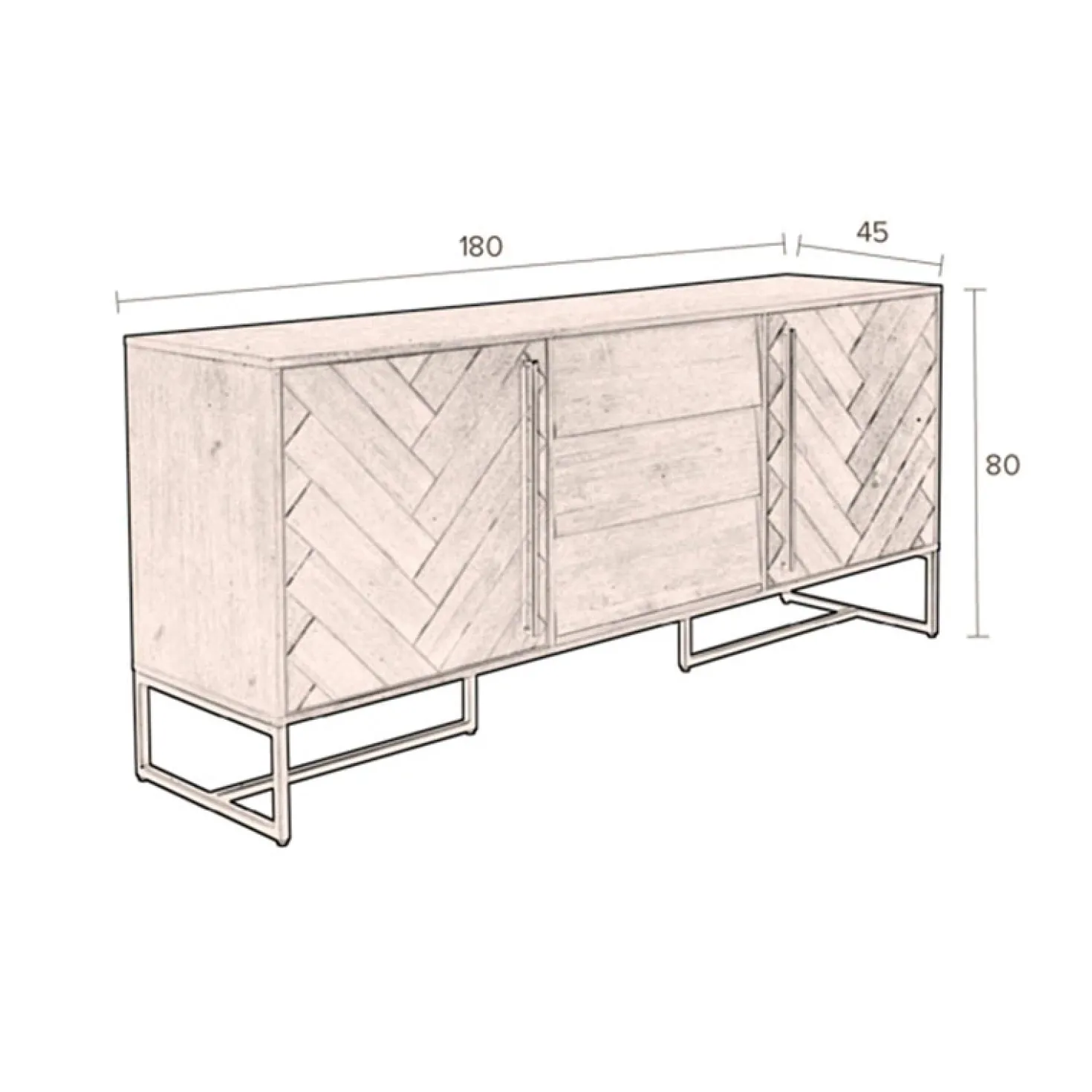 Dutchbone Class dressoir 180cm naturel eiken