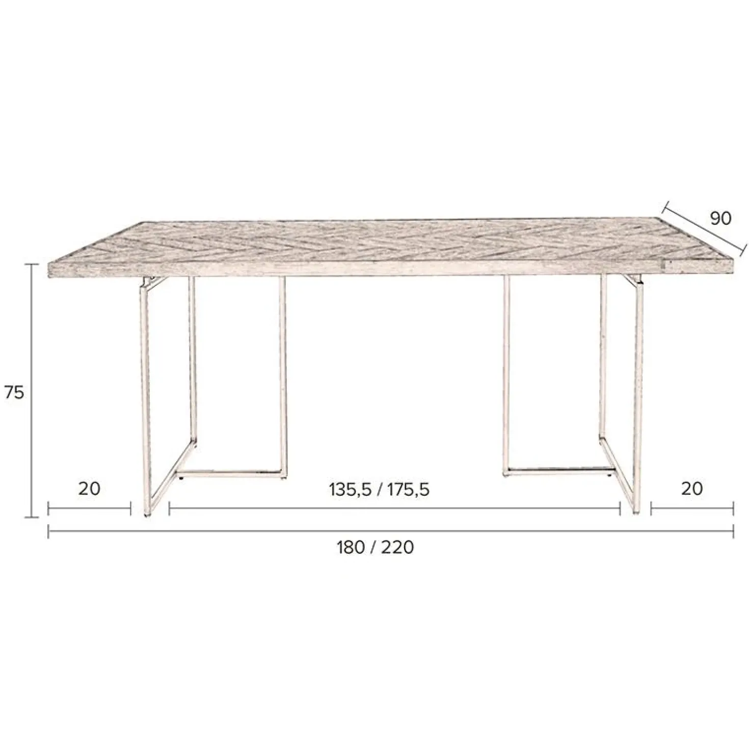 Dutchbone Eetkamertafel Class 220x90cm