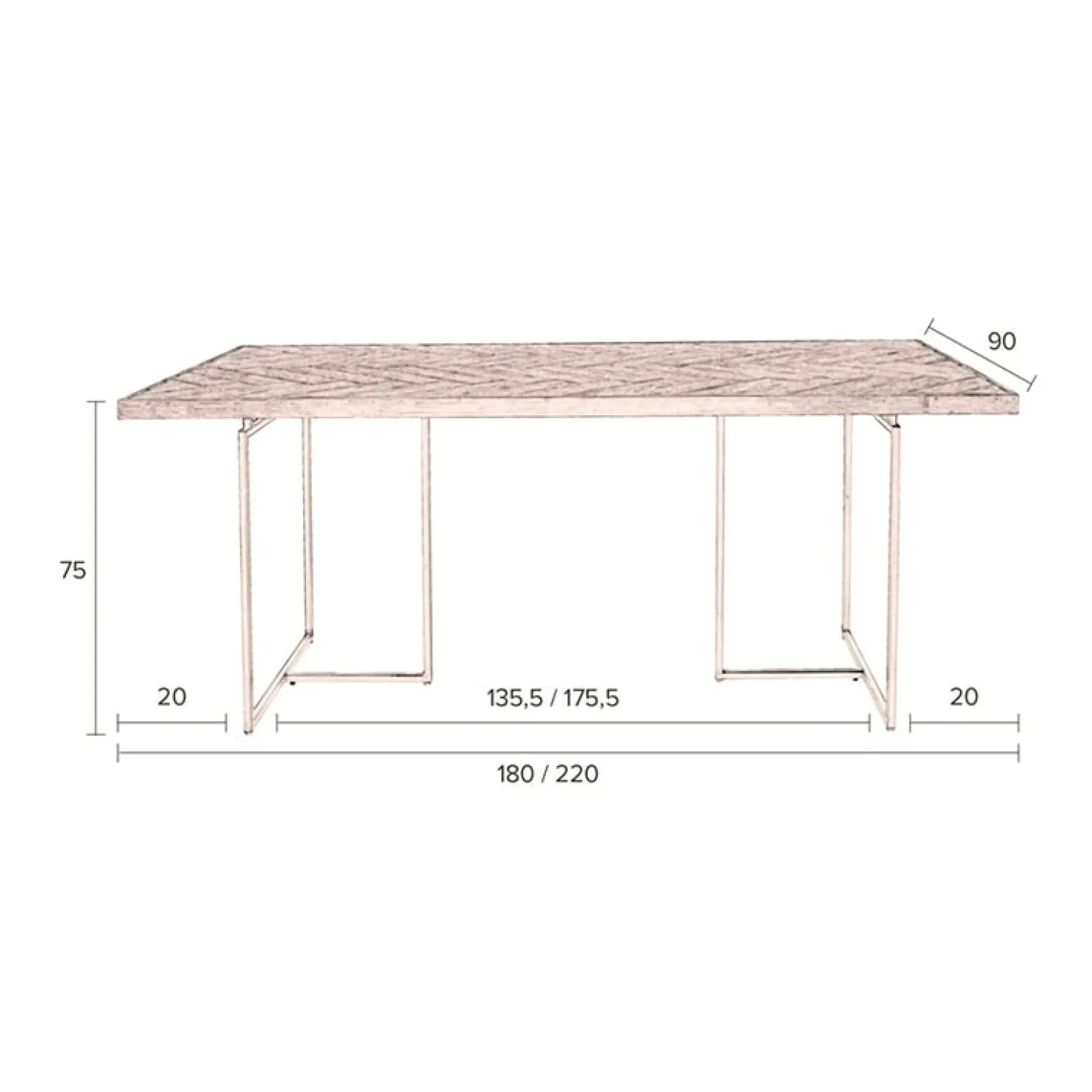 Dutchbone Eetkamertafel Class 220x90cm eiken naturel