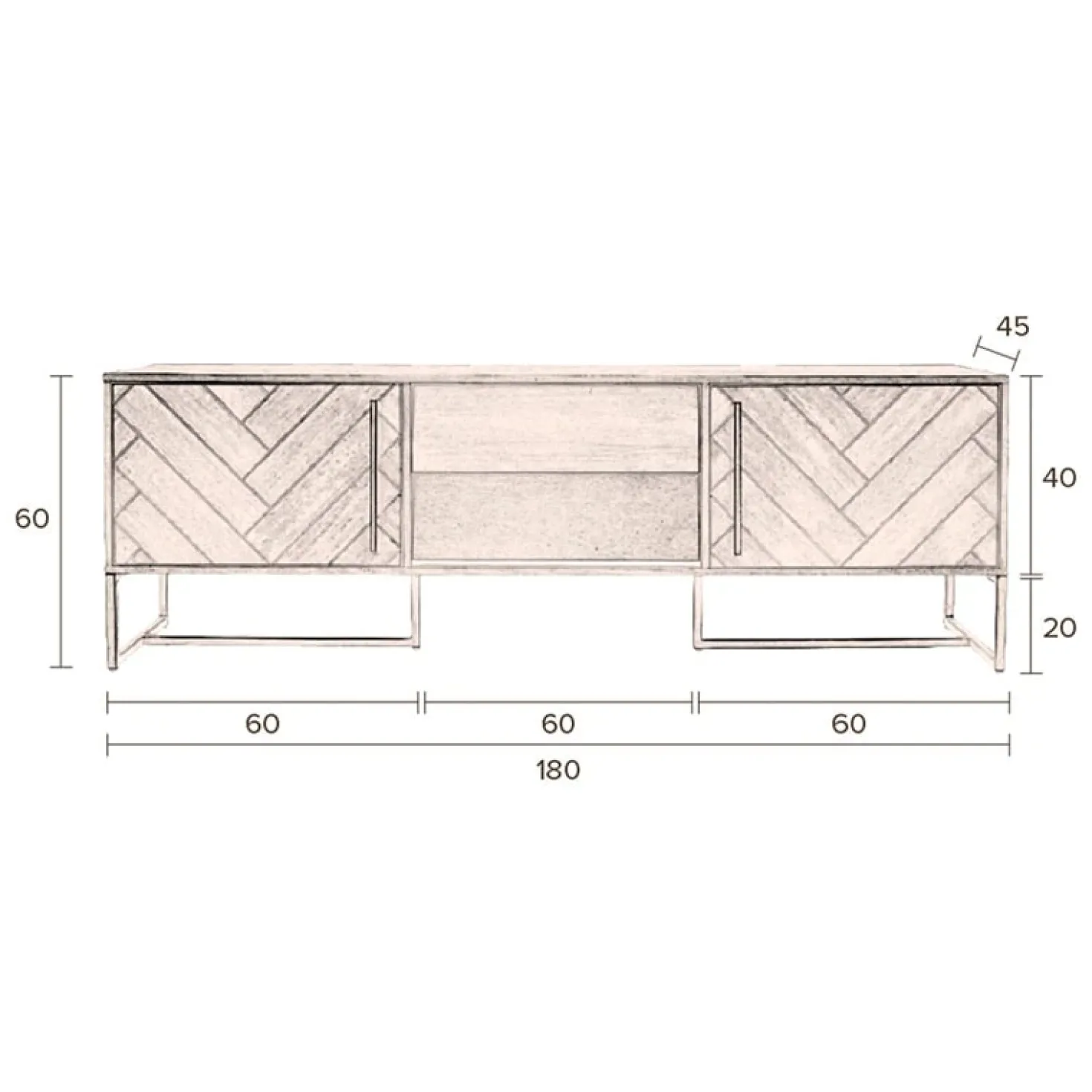Dutchbone Tv meubel Class naturel eiken 180cm