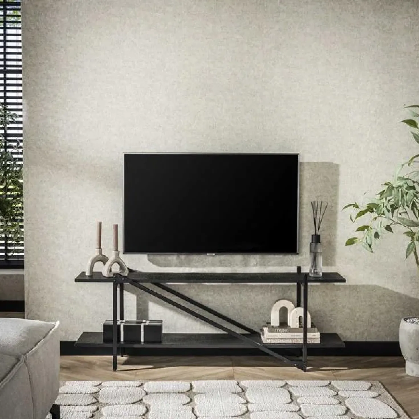 Eddy Tv-meubel metaal Antraciet 140cm