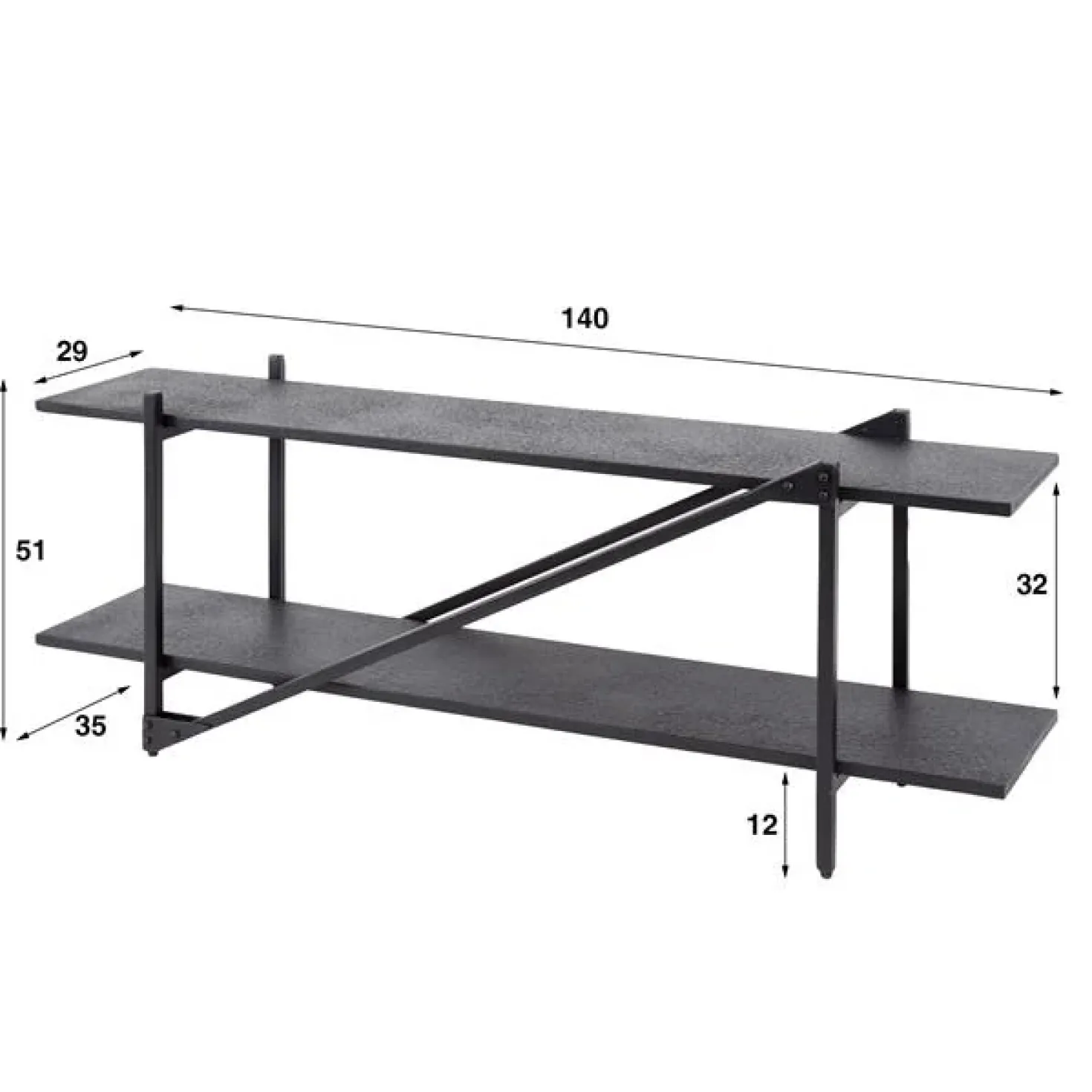 Eddy Tv-meubel metaal Antraciet 140cm