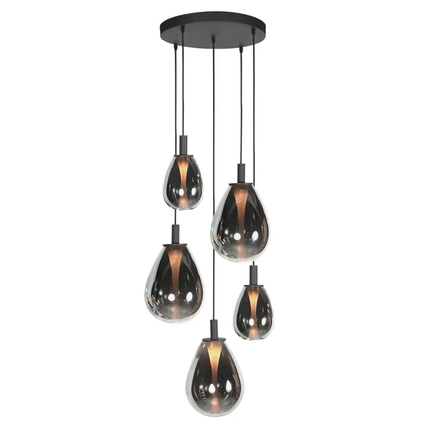 Edgar 5-lichts getrapte Hanglamp Smoke Glas