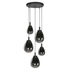 Edgar 5-lichts getrapte Hanglamp Smoke Glas