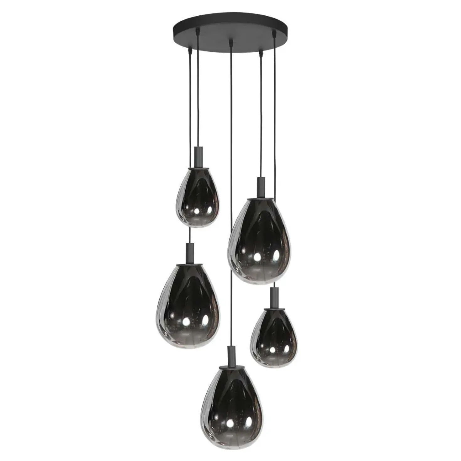 Edgar 5-lichts getrapte Hanglamp Smoke Glas