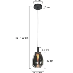 Edgar 1-lichts Hanglamp large Smoke Glas