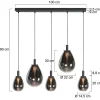 Edgar 5-lichts Hanglamp Smoke Glas