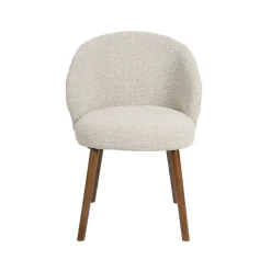 Eetkamerstoel Shiro Naturel Boucle met Walnoot poot