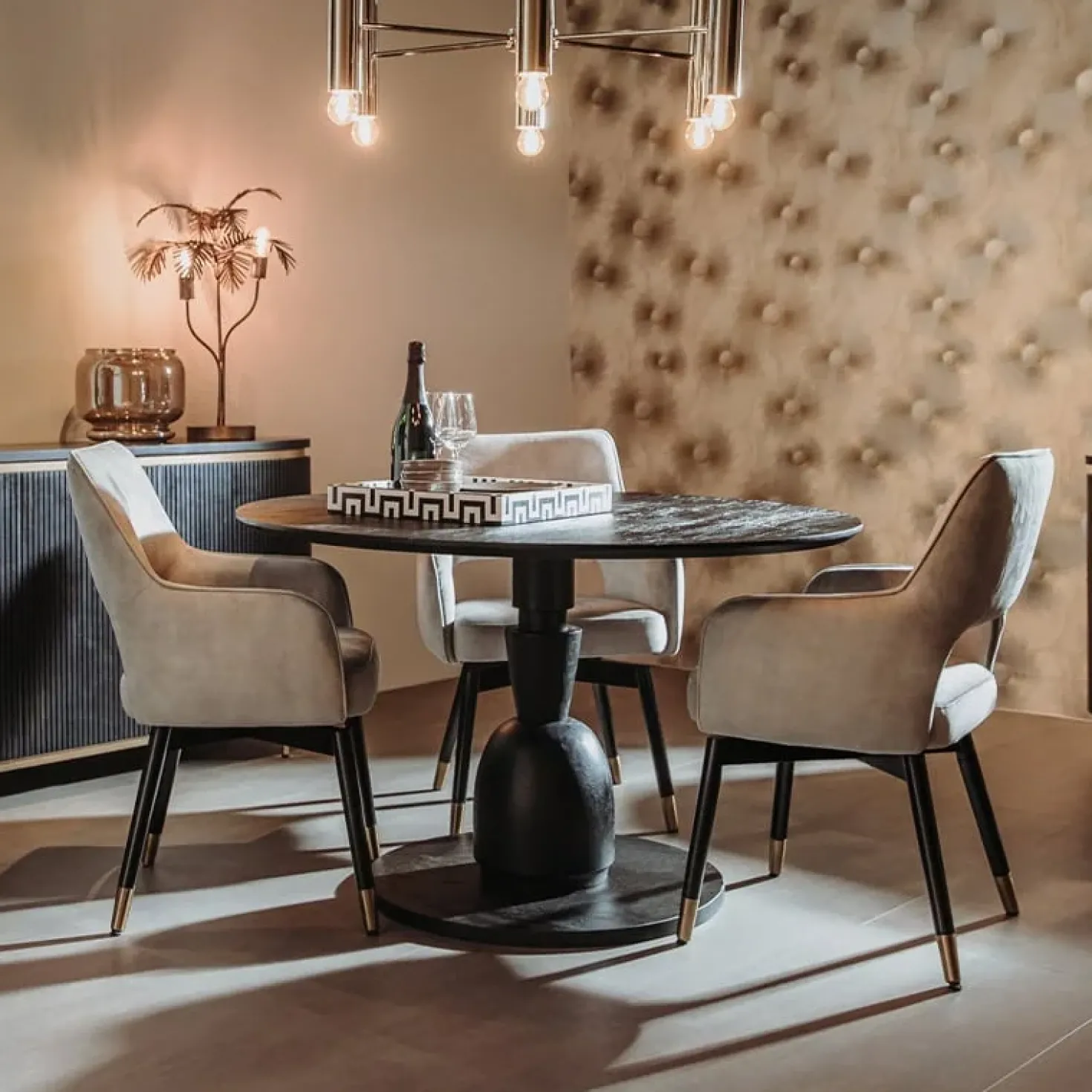 Eettafel Gambino rond Zwart 130cm